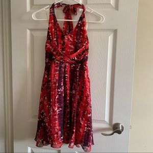 Dynamite Printed Halter Summer Flare Dress